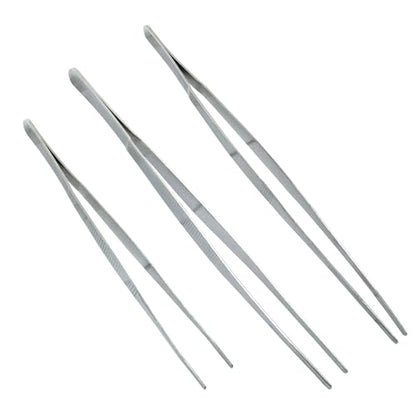 3Pcs Stainless Steel Tweezer Set (8" 10" 12") - size: 8" 10" 12" (1 Set Point Tip)