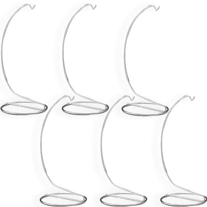 Silver Ornament Display Stands Set of 6, 9 Inch Chrome Metal Hanging Stands for Christmas Ornaments, Jewelry, Terrariums, Glass Globes, Air Plants, Crafts, Collectibles and Decorative Tabletop Displays - size: 6 Pack