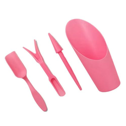 1 Set Gardening Tools, Including Shovel, Transplanter, Puncher and Spoon, Perfect for Plant Lovers (Pink) - color: Pink