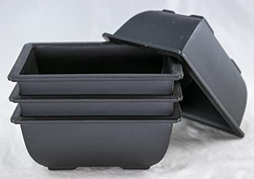 Yubonzai Rectangular Black Plastic Bonsai Training Pot, Cactus & Succulent Planter - 5"x 3.5"x 2" (4)