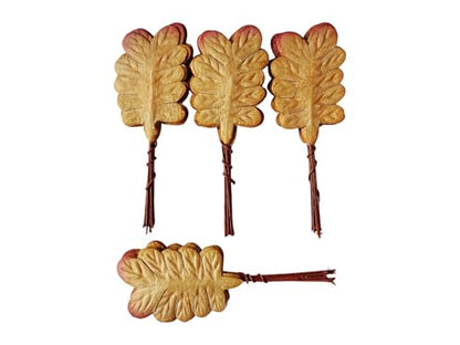 Ploen 25 pcs Copper Brown Leaves Ferns Mulberry Paper Leaves with Wire Stems Fern2 Leaf Mulberry Paper Craft Supplies Scrapbooking Embellishments for so Many Card DIY Craft Projects Leaves258