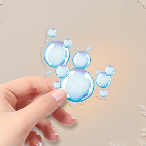 50Pcs Bubble Stickers, Waterproof PET 3D Holographic Bubble Stickers for Kids Teens Adults, Cute Iridescent Soap Bubble Decals for Water Bottles Laptops, Scrapbook, Party Gifts for Lovers - color: Transparent Bubble Stickers