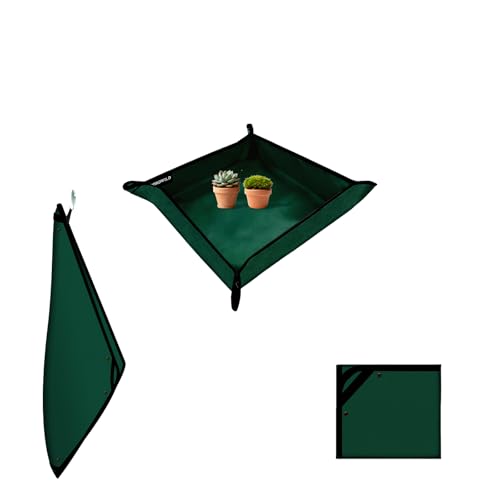 29.5"x29.5" Plant Transplanting Mat - Thickened Waterproof Potting Mat, Portable Repotting Mat for Indoor Outdoor Gardening (PVC-Green) - color: Dark Green, size: 29.5" x 29.5" x 0.1"