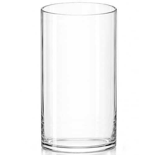 Royal Imports Glass Cylinder Flower Vase 12" Tall, 6" Opening, Clear - size: 6" wide x 12" tall