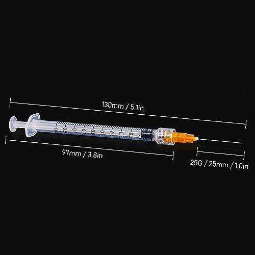 1ml 25G 1inch Syringe with Needle, Sterile Disposable Packaging. (100) - style: 1ML-25G-1IN