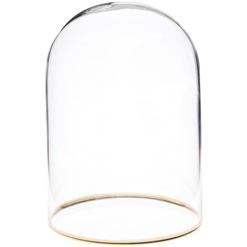 Plymor 3" x 4" Glass Display Dome Cloche with Gold Rim (no Base) - size: 3" x 4"