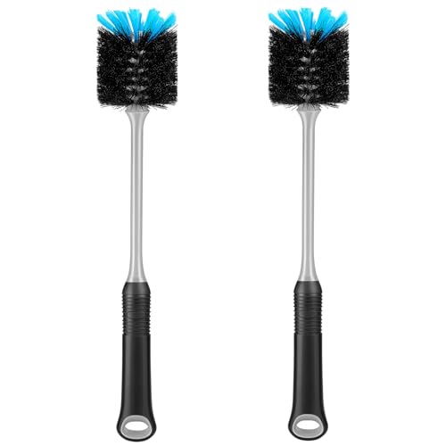 MOSOLAN Long Handle Bottle Brush, Water Bottle Brush Cleaner, 2 Pack | Non-Slip Handle, Flexible Scrub Brush for Water Bottles, Glasswares, Mugs, Flasks, Tumblers, Vases, and Kitchen Sink - size: 2 Count (Pack of 1)