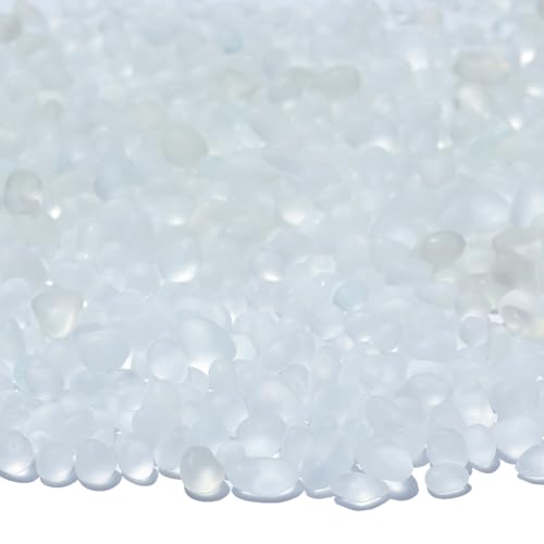 QYGL Sea Glass Stones - 2.9LB/46.4oz White Frosted Glass Pebbles - color: White