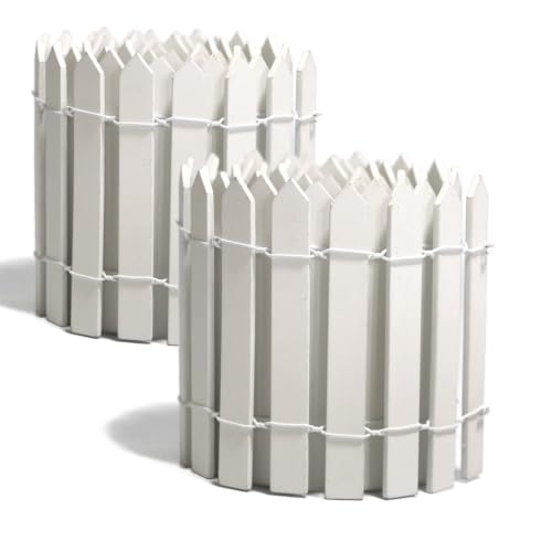 2 Pack 4" x 35" Mini White Picket Fence, 4 Inch Tall 35 inch Total Length - size: 2 Pcs 4 Inch high