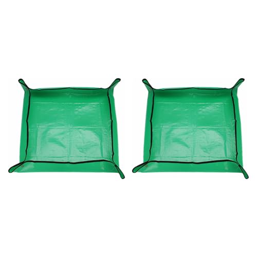HARFINGTON 2Pcs Repotting Mat 26"x26" PE Cloth Waterproof Plant - color: Green, size: 26" x 26"
