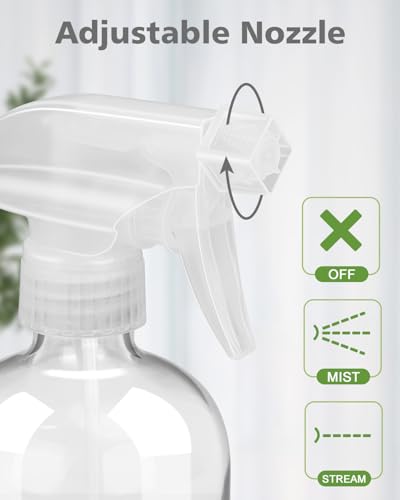Glass Spray Bottles for Cleaning - 16 oz Spray Bottles with Silicone Sleeve - color: Black