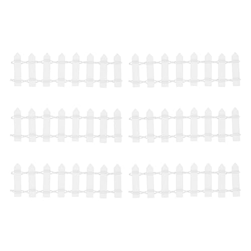M METERXITY 6-Pack Miniature Fairy Garden Fence, 3.74 Inch 9.5x3cm Wooden DIY Small Wood Decorative Picket Fence for Dollhouse/Crafts/Diorama Project, Micro Landscape Ornaments [White] - color: White