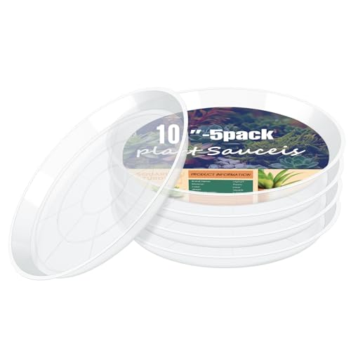 4 6 8 10 12 14 16 18 20 22 Inch Clear Plant Saucer, 5 Pack Durable Plastic Water Catcher Trays for Flower Pots, Plant Drip Trays for Indoor Outdoor Planter(10inch) - size: 10 inch