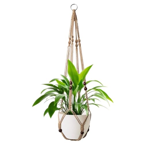 1 Pack Macrame Plant Hanger,Hanging Plant Holder, Boho Home Decor Hanging Basket with Wood Beads,Hanging Planters for Indoor Plants,Plant Hanger Indoor 35" Brown (POTS NOT Included) - color: Brown