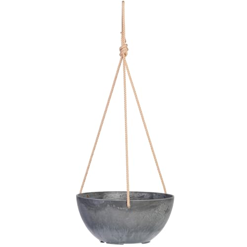 Root & Vessel Self Watering Hanging Planter for Indoor or Outdoor Plants, Unique Marbled Hanging Basket Made of Eco-Friendly Blend of Stone & Plastic, Gray, 10" - color: Gray, size: 10"