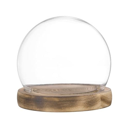 M METERXITY Cloche Glass Dome, D3.9In Ball Jar with Wooden Base for DIY Snow Globes/Small Plants/Flowers/Candles/Models/Souvenirs, Glass Display Case [White] - color: White, size: D3.9In