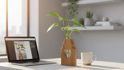 Wooden Plant Propagation Station Stand with Single Glass Test Tube Indoor Desktop Terrarium for Hydroponics Water Plant Cutting Flower Vase Planter Home Office Garden Decor Plant Lover Gifts (Brown)