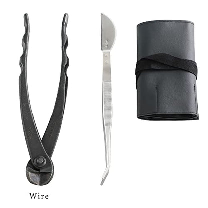 Wazakura Made in Japan 5PCS Bonsai Tool Kit with Roll Bag: Yasugi Steel Ashinaga Bonsai Scissors, Concave Branch Cutter, Knob Cutter, Wire Cutter, Tweezers - 5 Tools Ashinaga Set with Case - style: 5PCS Professional Tool Set (Yasugi Steel Ashinaga Scissor