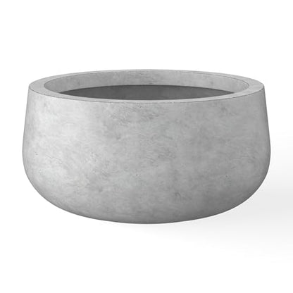 Kante Small Round Bowl Pale Gray Concrete Planter 11.8" Dia, Outdoor - color: Natural Concrete, size: 11.8"w