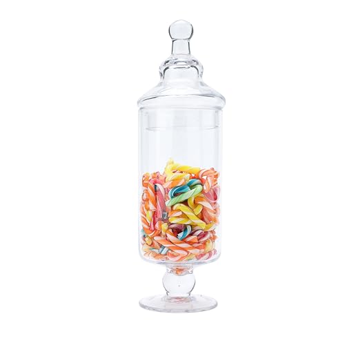 Clear Glass Apothecary Jars, Candy Jar with Lid, Elegant Decorative Jars for Wedding and Party - size: Height: 14", Diameter: 4"