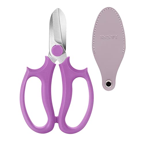 Garden Pruning Shears Scissors with Comfort Grip Handle, Premium Steel Professional Floral Scissors, Perfect for Arranging Flowers, Pruning, Trimming Plants, Gardening Tool (Purple) - color: Purple