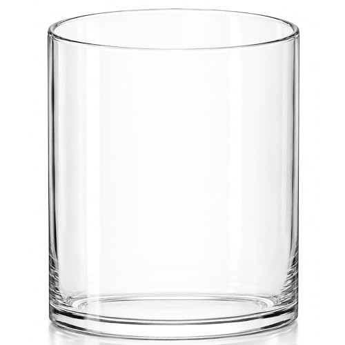 Royal Imports Glass Cylinder Flower Vase 8" Tall, 6" Opening, Clear - size: 6" wide x 8" tall