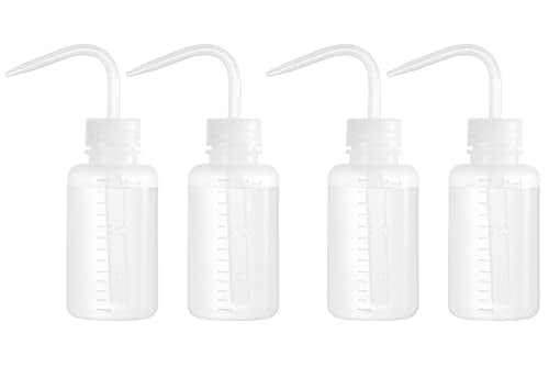 Oubest 4pcs Small Squeeze Bottles 150ml 5oz Wash Bottle Ldpe Plastic Squirt Water Bottle for Medical Label Tattoo Lash Water Succulent Watering Irrigation - color: White, size: 4Pcs 150ML