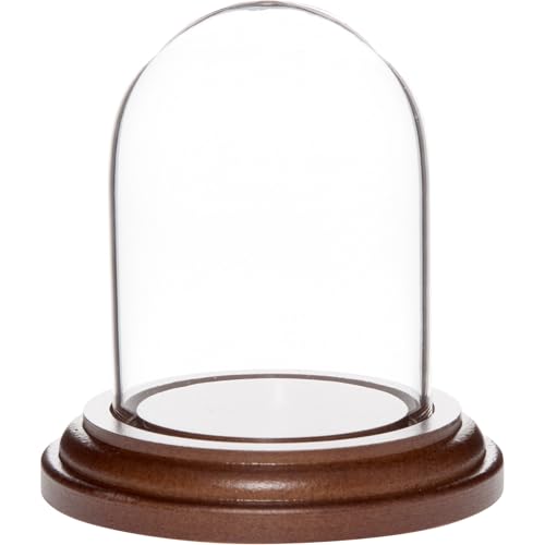 Plymor 1.85 inch x 2.875 inch Mini Glass Display Dome Cloche (Dark Wood Base) - color: Dark Wood Base