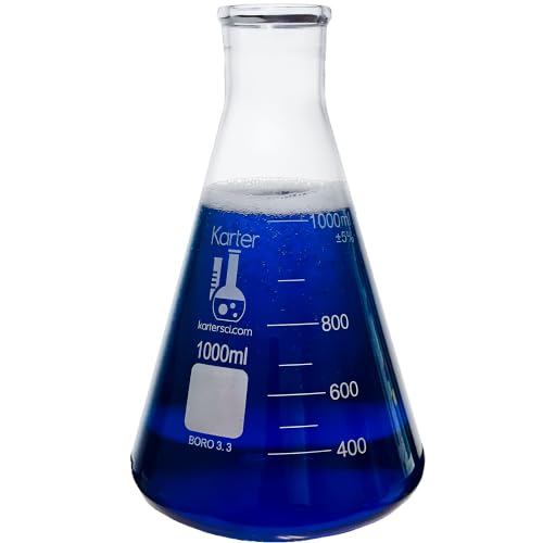 1000ml, Erlenmeyer Flask, Karter Scientific 213G22 (Single) - size: 1L, style: Pack of 1