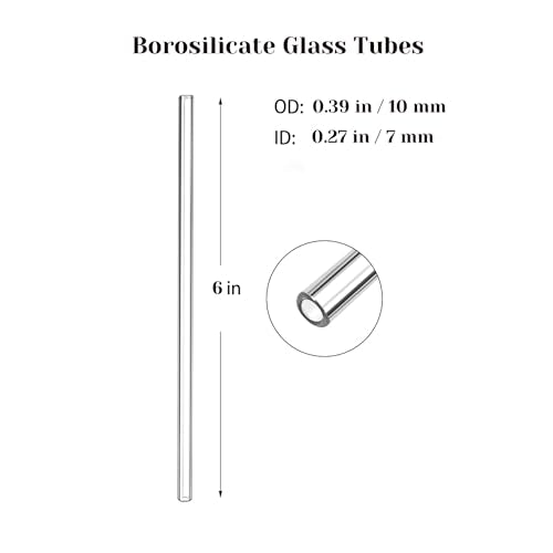 Borosilicate Glass Tubes 6inch 10mm, Clear Glass Tubing heart Resistant 8pc - size: OD: 0.39in Length: 6in