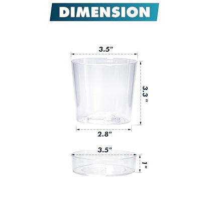 Phoenix Vine 3.5 Inch Clear Acrylic Planter Pot with Tray, Orchid Pot with Drainage Holes, Deep Saucer for Bottom Watering, Transparent Containers for Indoor Plants, Herbs, Set of 1, 91-A-D-1 - size: 3.5 Inch