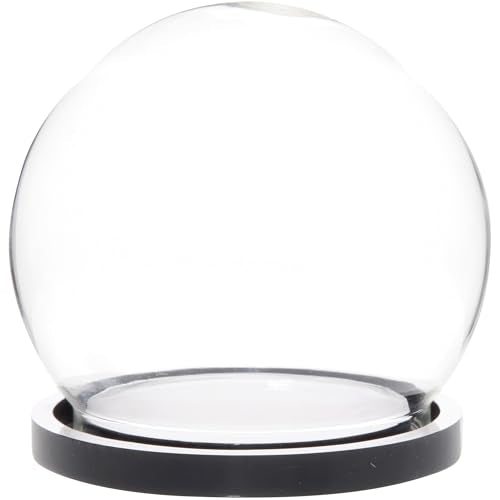 Plymor 3.5" x 4" Glass Display Dome Globe Cloche (Black Acrylic Base) - color: Black Acrylic Base