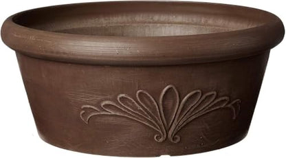 Arcadia Garden Products PSW TA25C Plastic/Stone/Wood Composite Bulb Pan – No Drainage Hole (Drillable), Planter Bowl for Succulents, Bonsai, Fairy Gardens, Herbs,10"x3.5", Chocolate (Pack of 12) - color: Chocolate, size: 10"x3.5" (Pack of 12)