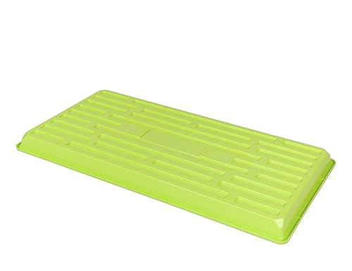 SUNPACK 10" x 20" Heavy Duty Shallow Plastic Seed Starting Tray, Lime Green, 1" - No Drainage Holes, Perfect for Greenhouses or Indoor Gardening - color: Lime Green