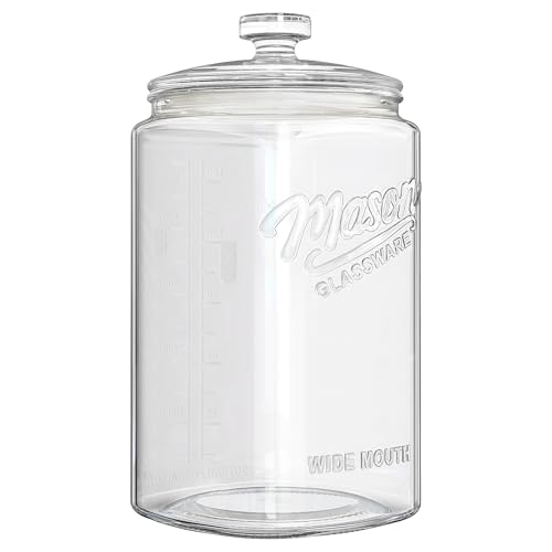 Ritayedet 1.5 Gallon Glass Cookie Jar with Airtight Lid, Large Glass Jar | Wide Mouth Mason Jar with Dual-Scale Markings, Apothecary Jar for Flour, Sugar, Rice, Candy,Coffee, Dog Treat, Laundry Room - size: 1.5 Gallon, 1 Pack