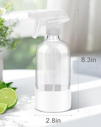 Glass Spray Bottles for Cleaning - 16 oz Spray Bottles with Silicone Sleeve - color: White