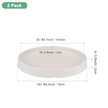 M METERXITY 2-Pack Ceramic Plant Saucer, 6.3 Inch Plant Water Catcher Tray, Plant Pot Saucers for Indoor/Outdoor Plants/Flower Drainage Drip Water Tray [Round Beige] - color: Beige
