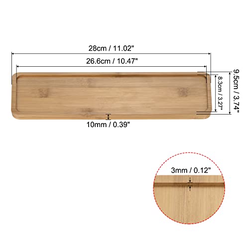 PATIKIL Plant Pot Saucer, 2 Pack 11x3.7 Inch Bamboo Rectangular Flower Drip Tray for Indoors