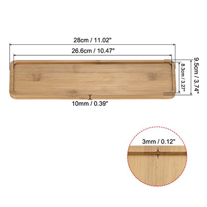 PATIKIL Plant Pot Saucer, 2 Pack 11x3.7 Inch Bamboo Rectangular Flower Drip Tray for Indoors