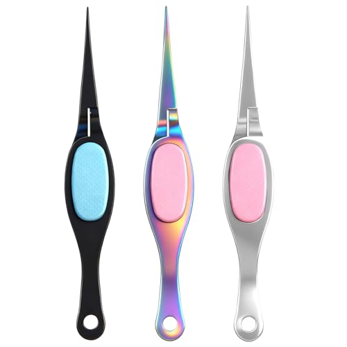 Mudder 3 Pcs Reverse Tweezers for Crafts Self Locking Curved,Straight Tip - style: Straight Tip