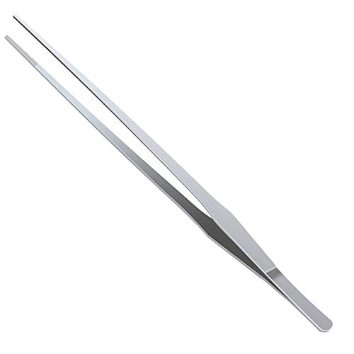 OIIKI Stainless Steel Polished Extra-Long 15 inch Tongs Tweezers, Silver - size: 15 inch Straight (1 PCS)