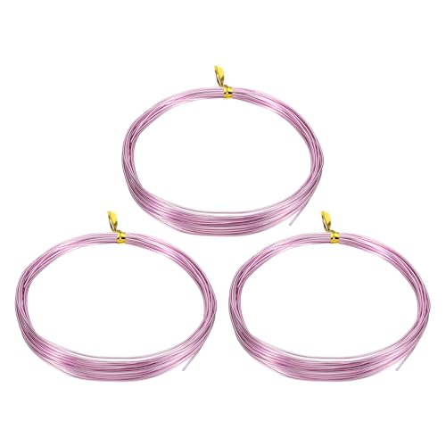 HARFINGTON 3 Roll Bonsai Wire 1mm Each Roll 16.4ft (5m) Anodized Aluminum Bonsai Wire for Gardening Tree Branch Fixing DIY Crafting, Pink - color: Pink, size: 1mm x 16.4 ft