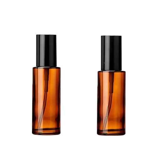 2 Pcs 60ml 2oz Amber Glass Spray Bottles Refillable Fine Mist Essential Oil Bottles Cosmetic Containers for Travel Aromatherapy Makeup Skincare - size: 2 Ounces
