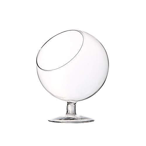 WGV Planter Terrarium with Stand, Ball Diameter 6" Height 7", Clear Glass Floral Container Vase, DIY Succulents Outdoor Garden Home Office Decor Slant Cut Orb, 1 Piece - size: 6"D