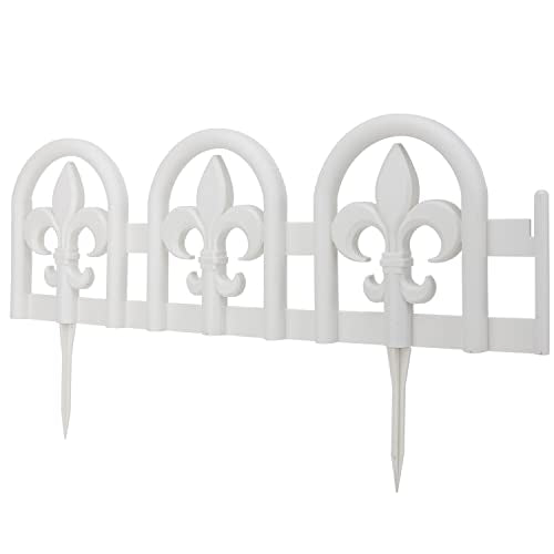 Evelyne White Garden Border Plastic Edging – PP Plastic, Short Metal-Free Wrought Iron Look Design, 15pcs Yard Landscaping Fence Liner Lawn Edge Barrier, 20ft Kit of Decorative Lawn Landscape Panels - color: White, style: 20ft.