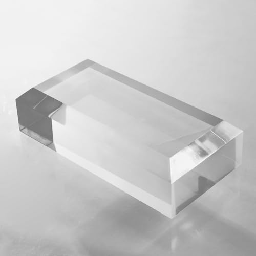 CiaoHER 2in Thickness Beveled Solid Acrylic Display Block Clear Polished Pedestal Stand Riser Solid Base (4x8) - size: 4x8