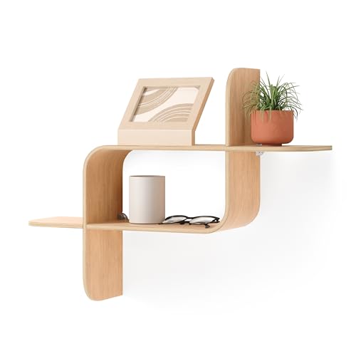 Umbra Montage Floating Wall Shelf, Bent-Wood Wall Mount Decor, Natural - color: Natural