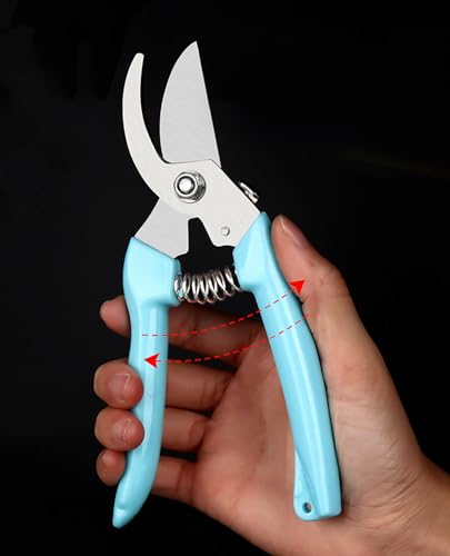 2pcs Garden Flower Shears Pruning Shears 6.9 inches Scissors Heavy Duty Plant Scissors for Cutting Flowers, Trimming Plants, Bonsai, Fruits Picking (Blue Handle 2pcs) - style: Blue Handle 2pcs