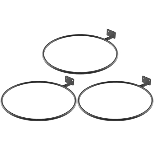Wall Plant Holder Bulk 8in 3Pack Metal Ring Plant Hanger Black | Planter Pot Wall Mounted Bracket Heavy Duty for Outdoor Indoor - color: Black-3pack, size: 8in