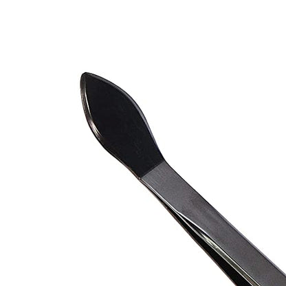 KAKURI Bonsai Tweezers Straight Serrated Tips with Spatula 8.8" - Made in Japan - Professional Bonsai Care Tool - Black Coated Japanese Stainless Steel - color: Black (Straight)